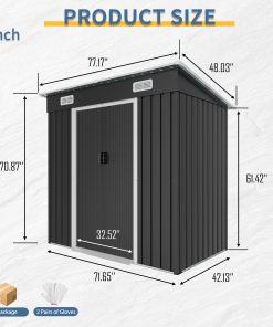 6x4FT Galvanized Steel Shed