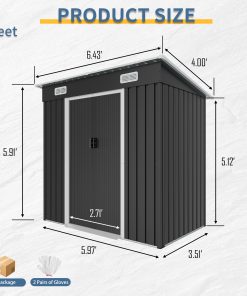 6x4FT Galvanized Steel Shed
