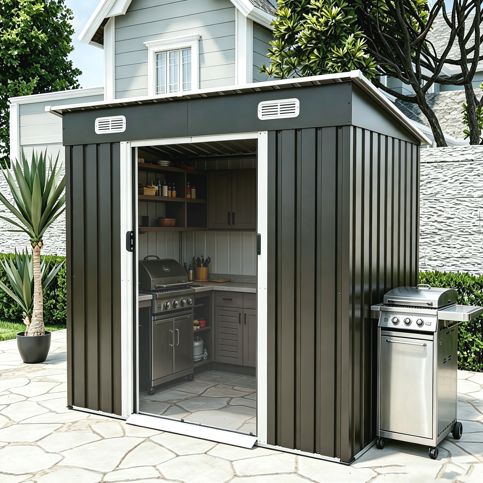 6x4FT Galvanized Steel Shed