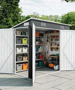 4x8 FT Galvanized Steel Outdoor Storage Shed