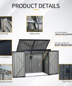 Garbage Bin Shed Stores 2 Trash Cans