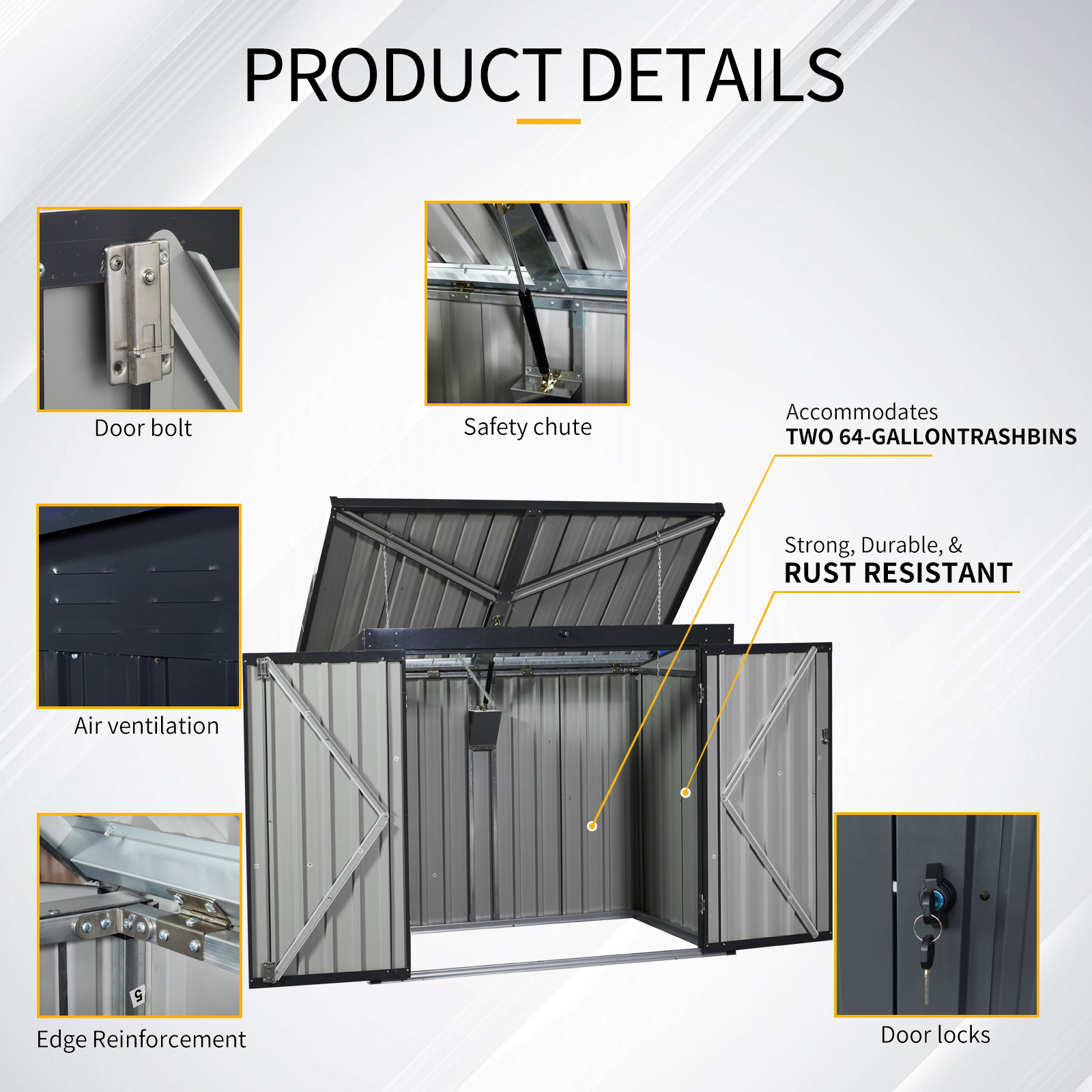 Garbage Bin Shed Stores 2 Trash Cans
