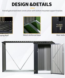 3x8ft Outdoor Metal Firewood Shed