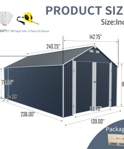 12×20 FT Metal Outdoor Storage Shed