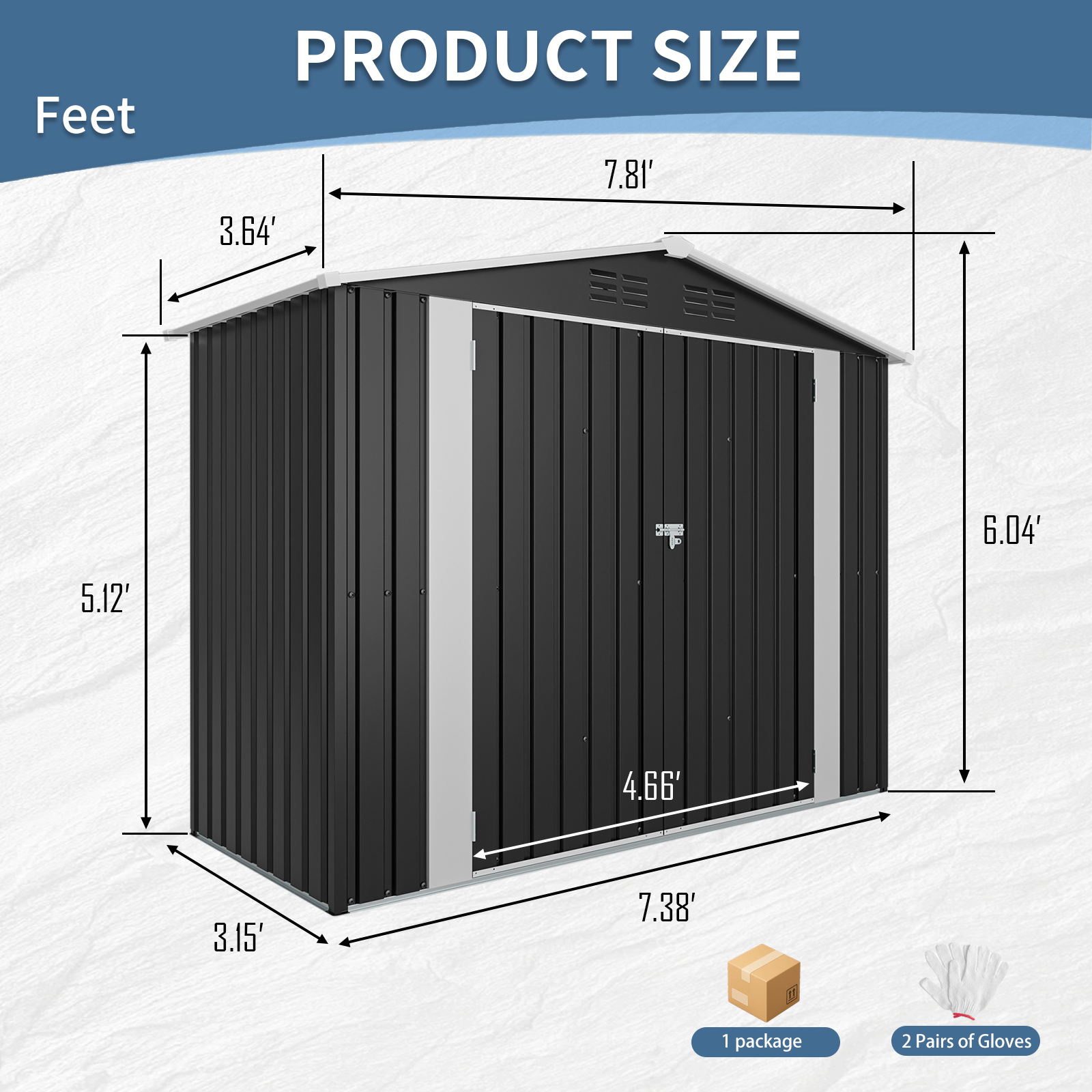 8FT x 4FT Outdoor Metal Storage Shed