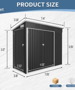 4x8 FT Galvanized Steel Outdoor Storage Shed