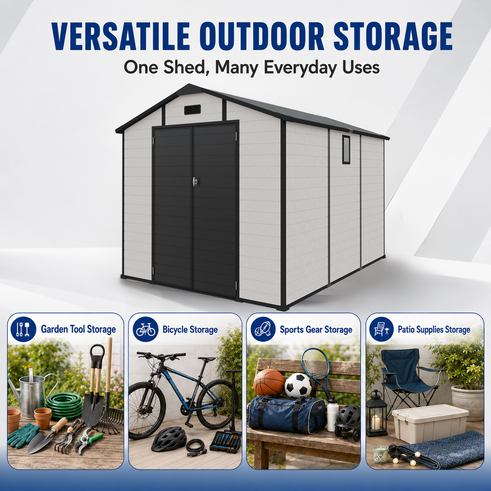 8x10 FT Plastic Outdoor Storage Shed