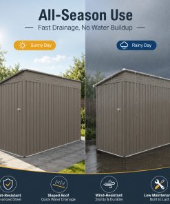 4x9FT Olive Grey Outdoor Metal Storage Shed