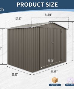 8x6FT Outdoor Metal Storage Shed