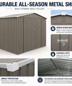 8x6FT Outdoor Metal Storage Shed