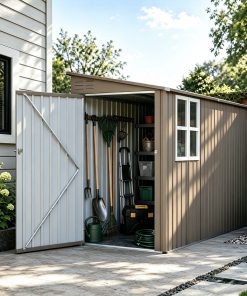 4x9FT Olive Grey Outdoor Metal Storage Shed