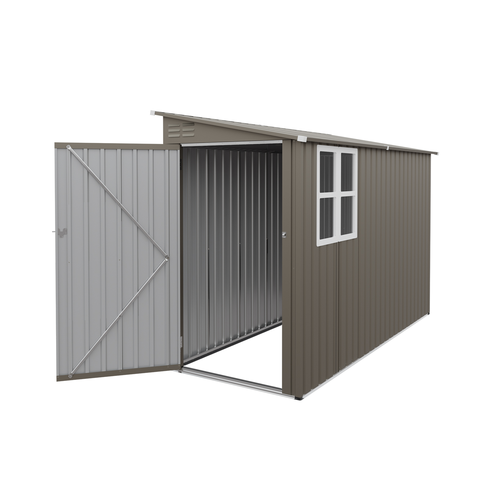4x9FT Olive Grey Outdoor Metal Storage Shed