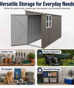 4x9FT Olive Grey Outdoor Metal Storage Shed