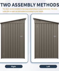 4x9FT Olive Grey Outdoor Metal Storage Shed