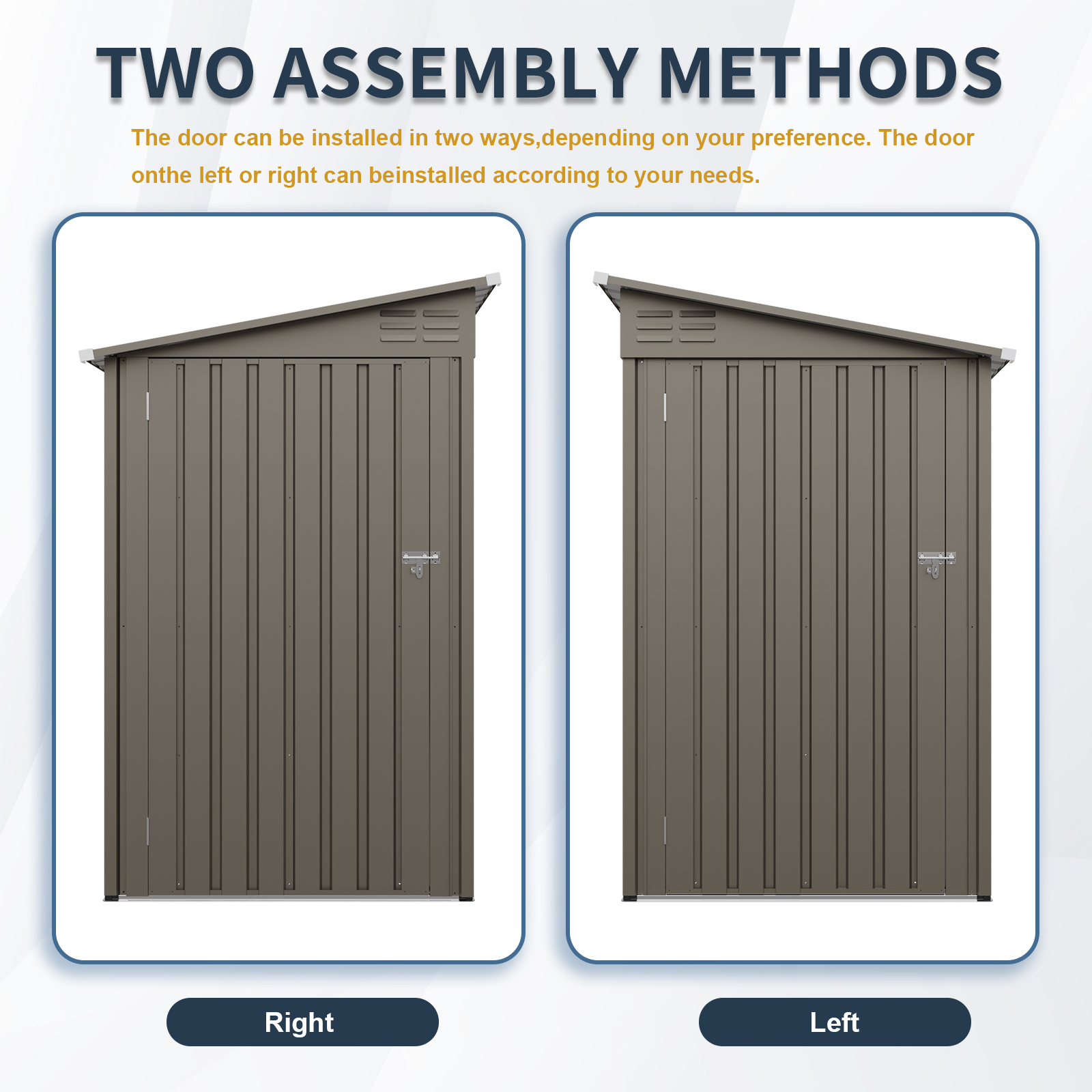 4x9FT Olive Grey Outdoor Metal Storage Shed