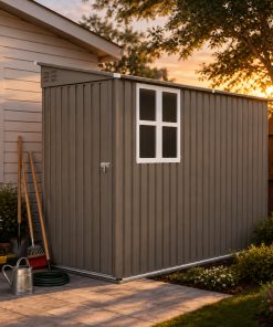 4x9FT Olive Grey Outdoor Metal Storage Shed