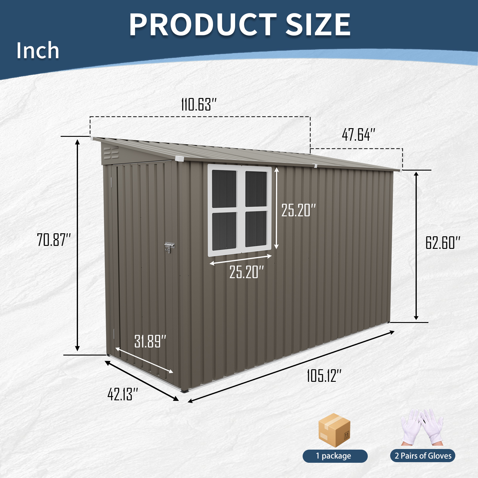 4x9FT Olive Grey Outdoor Metal Storage Shed