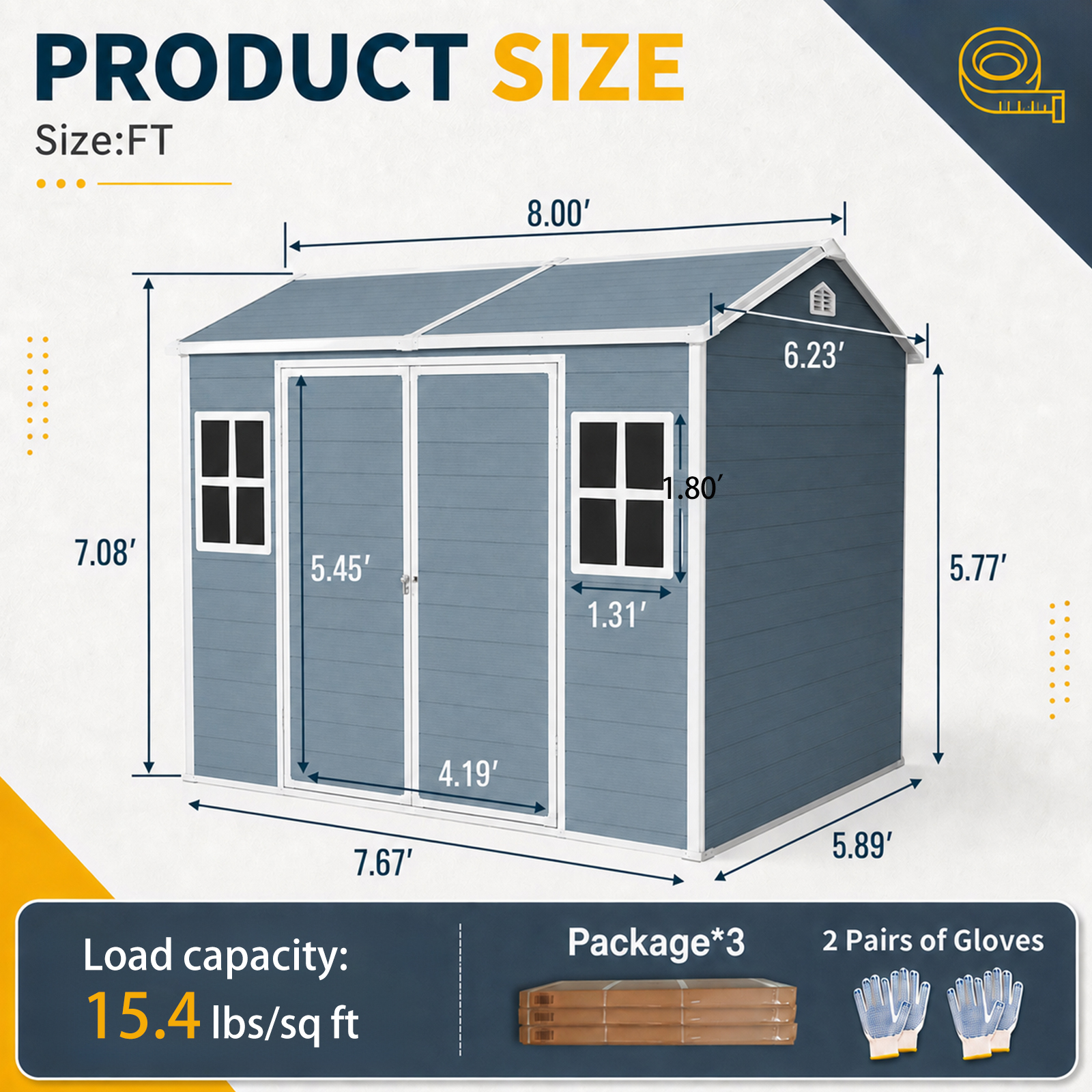 8 X 6 Ft Resin Outdoor Storage Shed