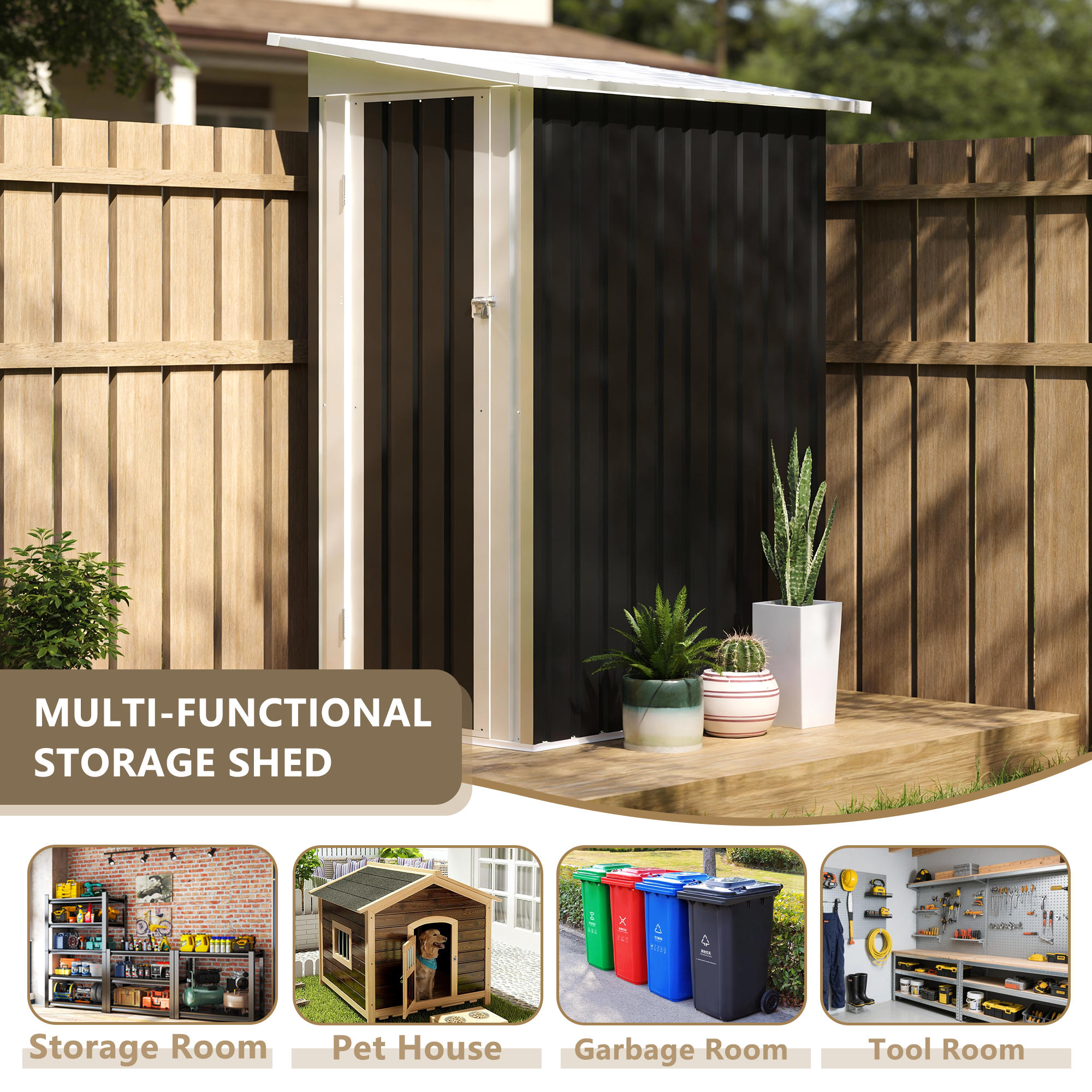 4.3x2.5 FT Metal Garden Shed