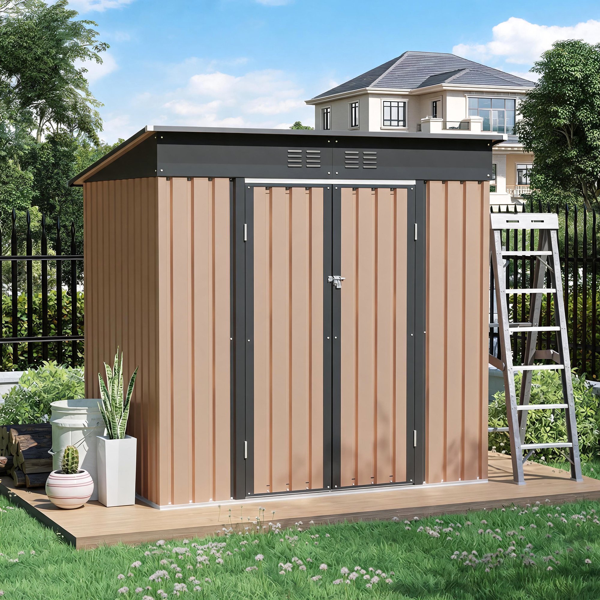 6x4 FT Metal Garden Shed