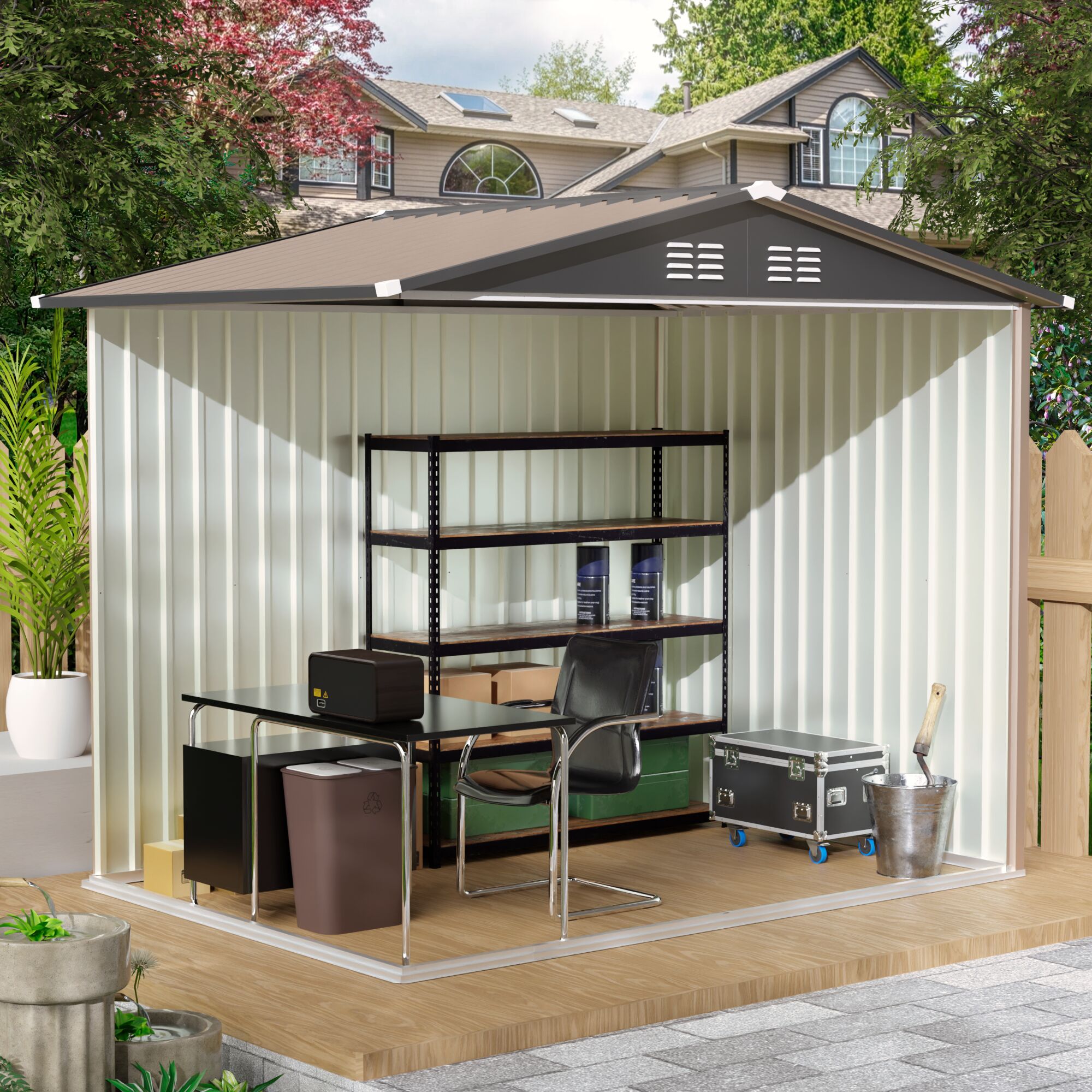 8x6 FT Metal Garden Shed