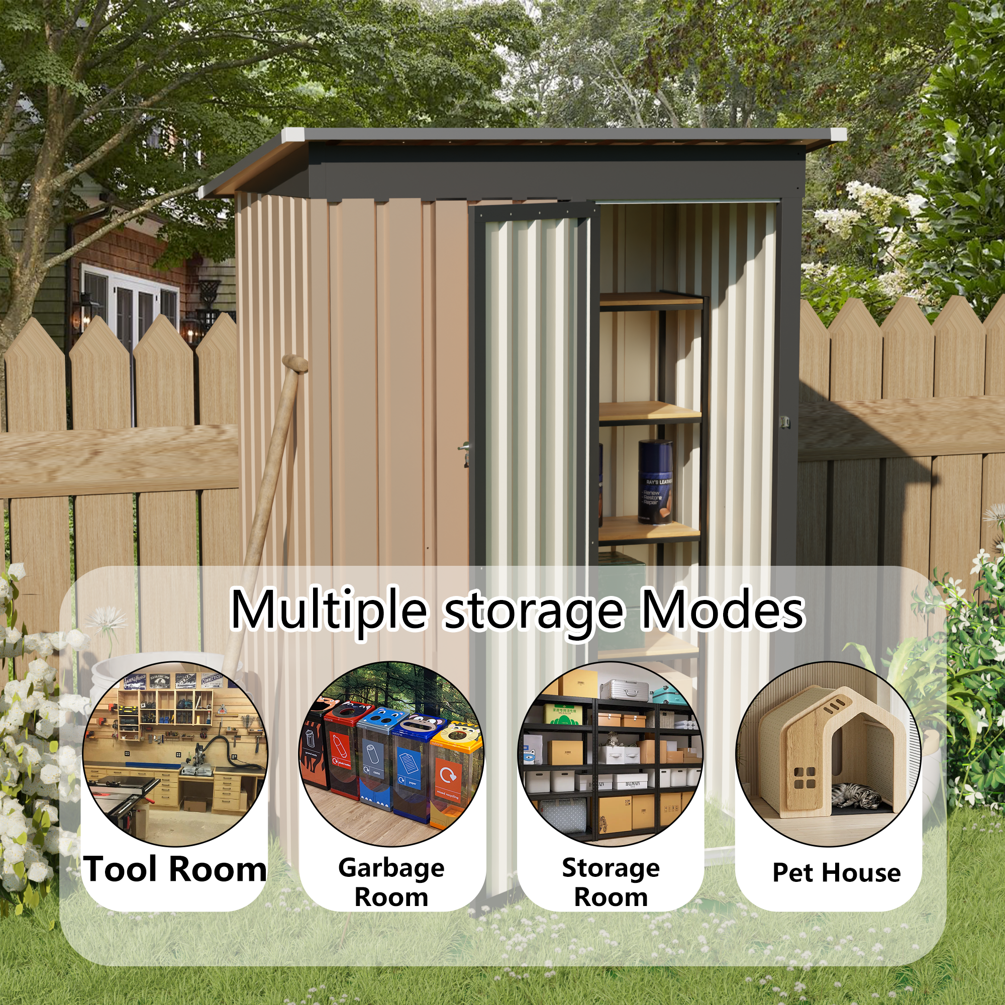 5x3FT Metal Garden Shed