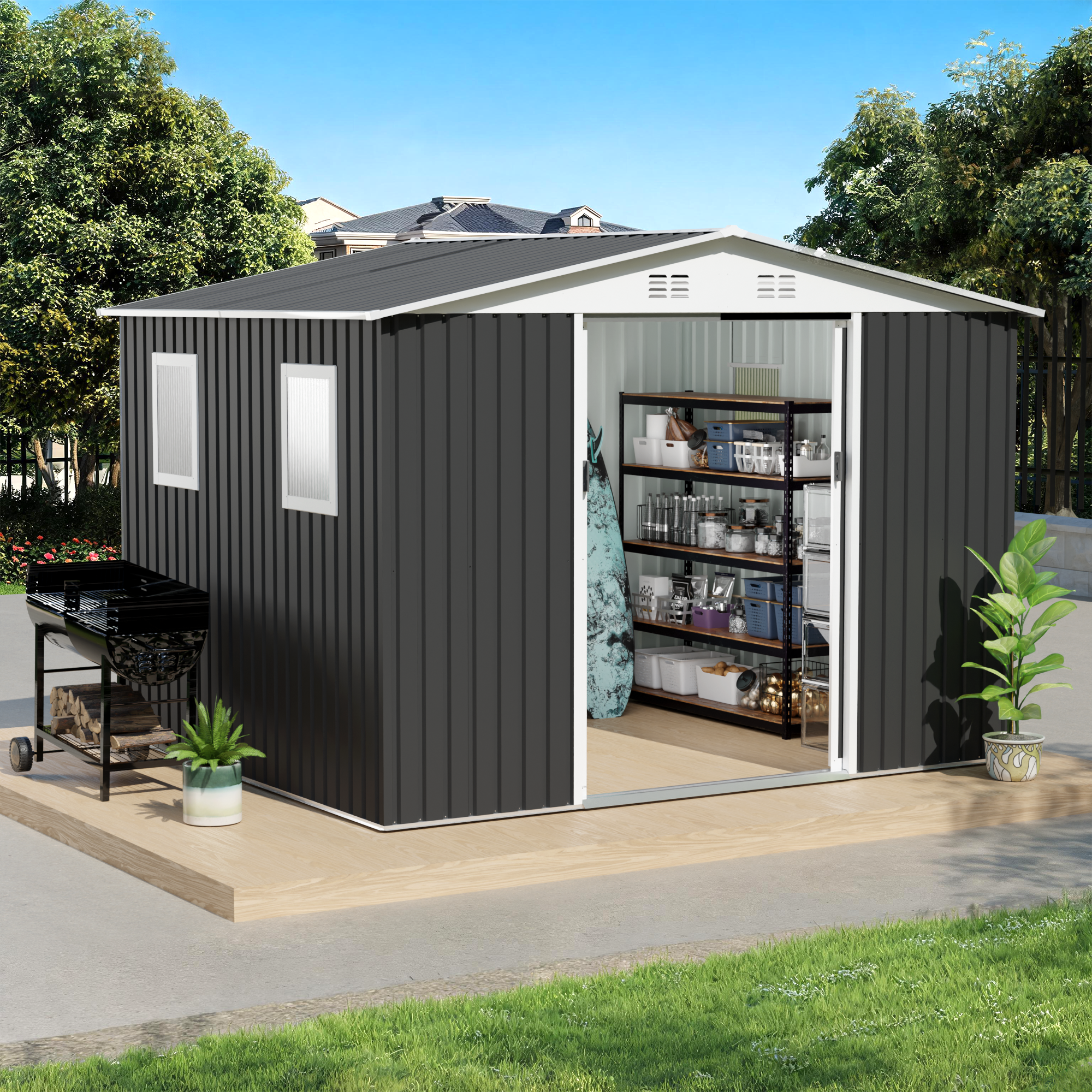10x8 FT Metal Garden Shed
