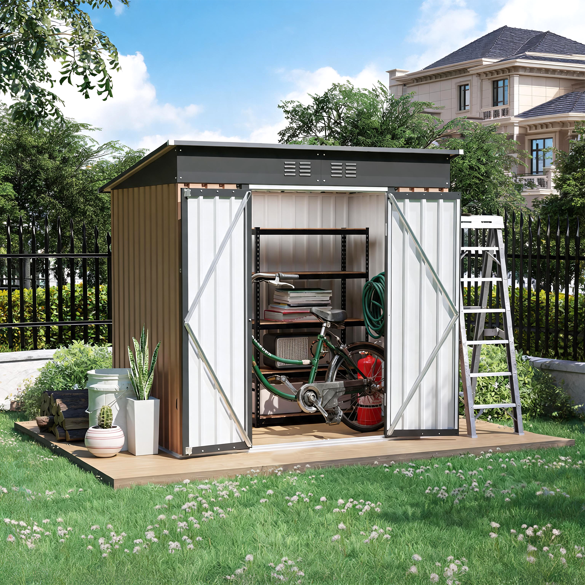6x4 FT Metal Garden Shed