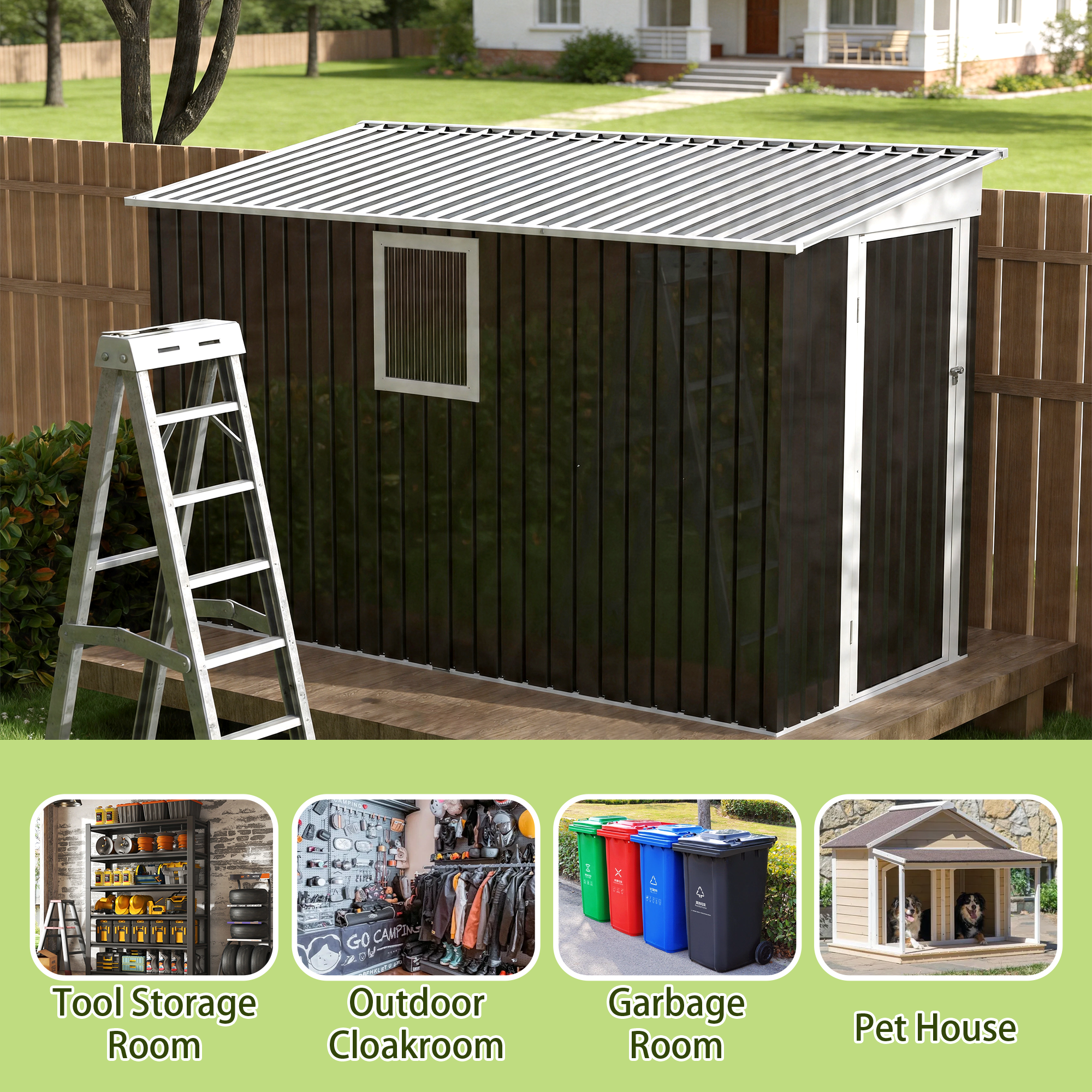 4x9 FT Metal Garden Shed