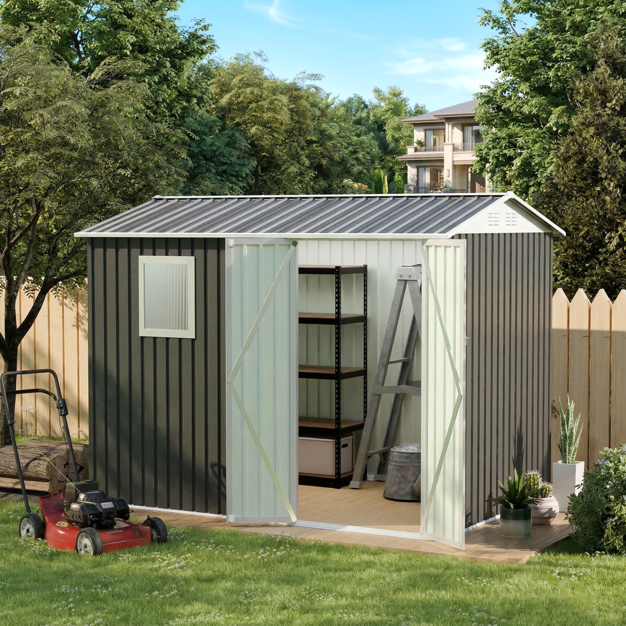 9x6 FT Metal Garden Storage Shed