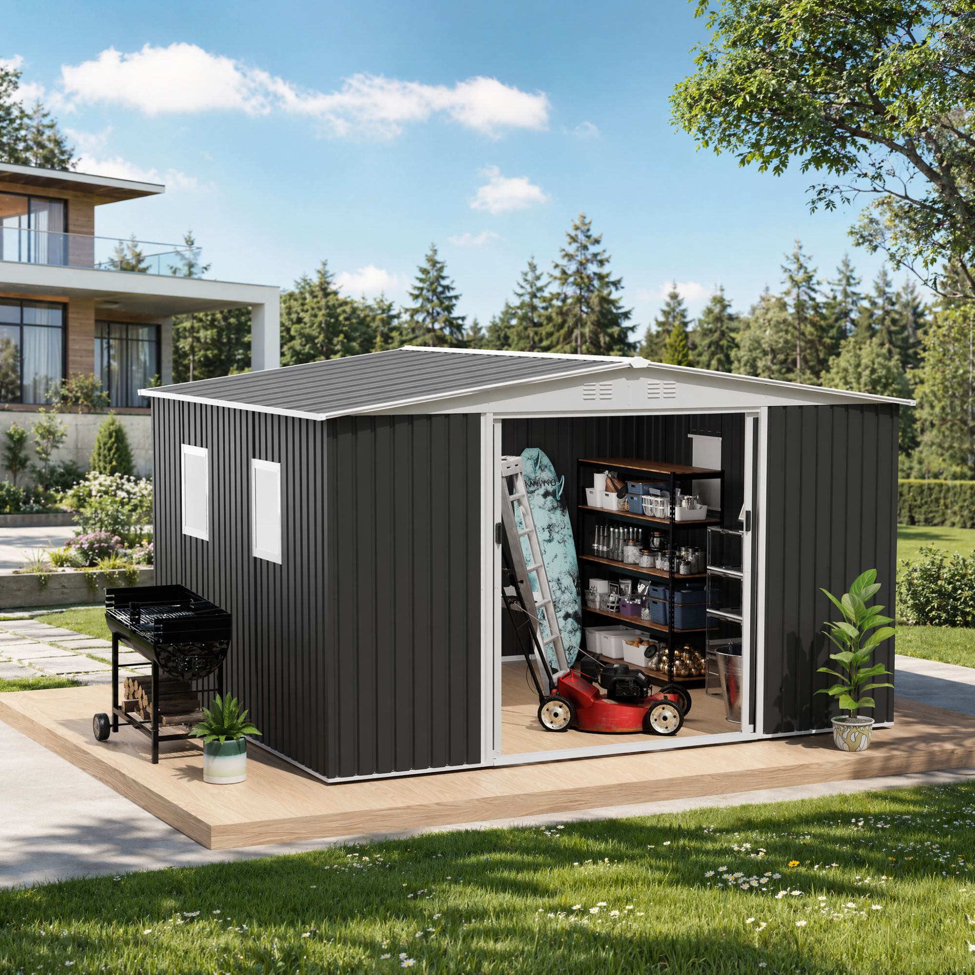 12x10 FT Metal Garden Shed