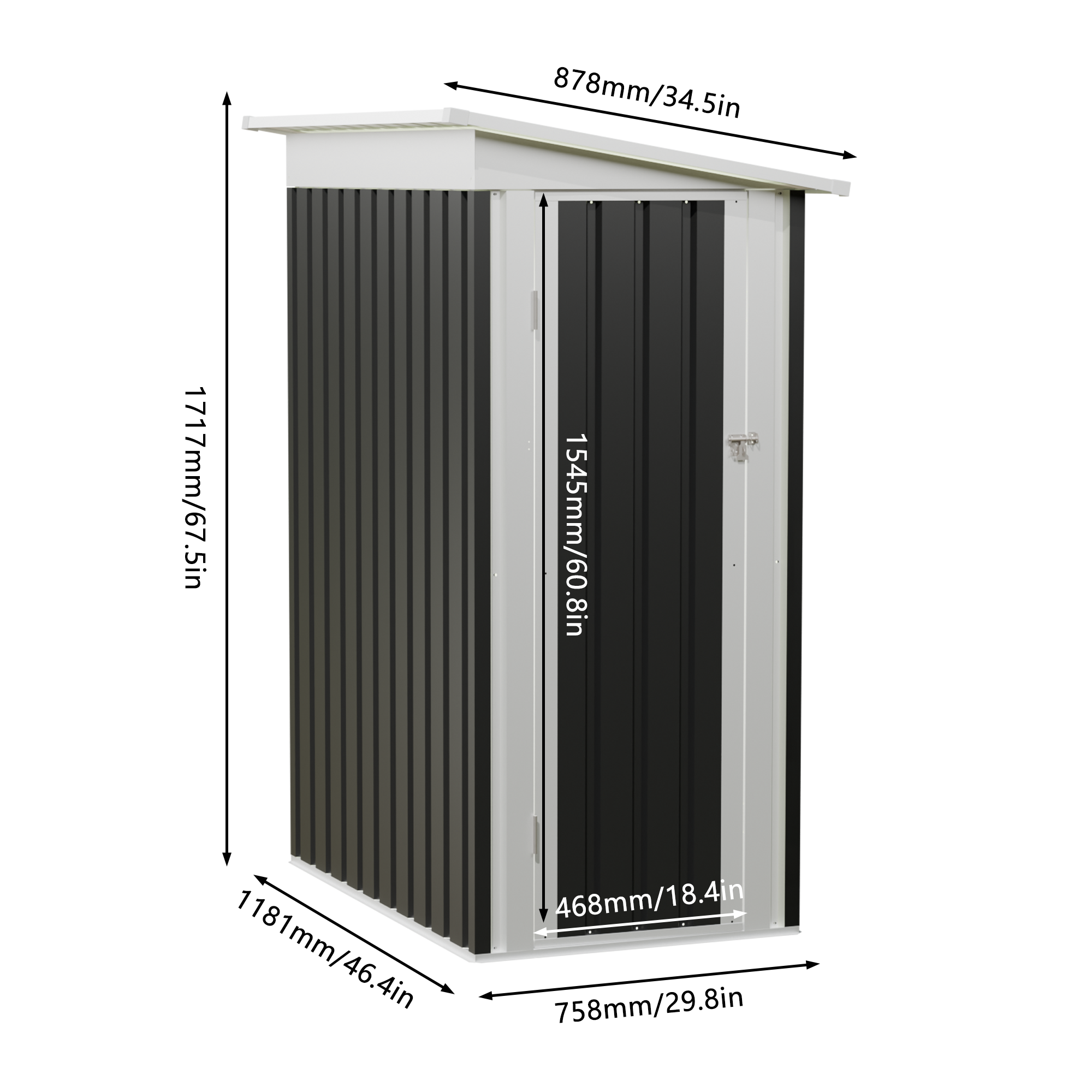 4.3x2.5 FT Metal Garden Shed