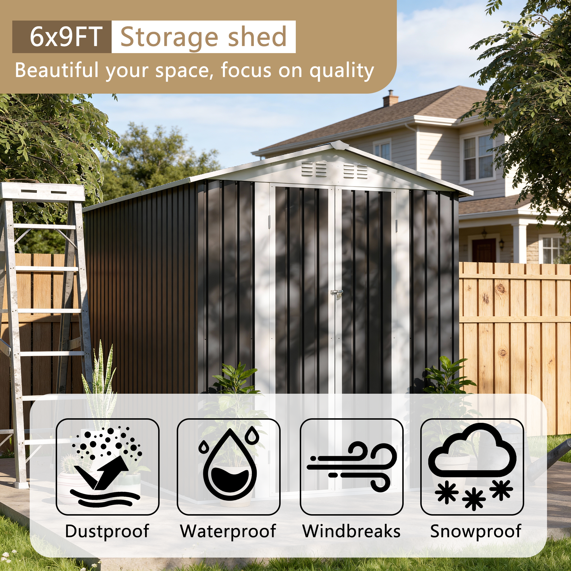6x9 FT Metal Garden Shed