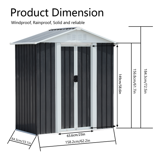 5x3 FT Outdoor Storage Shed