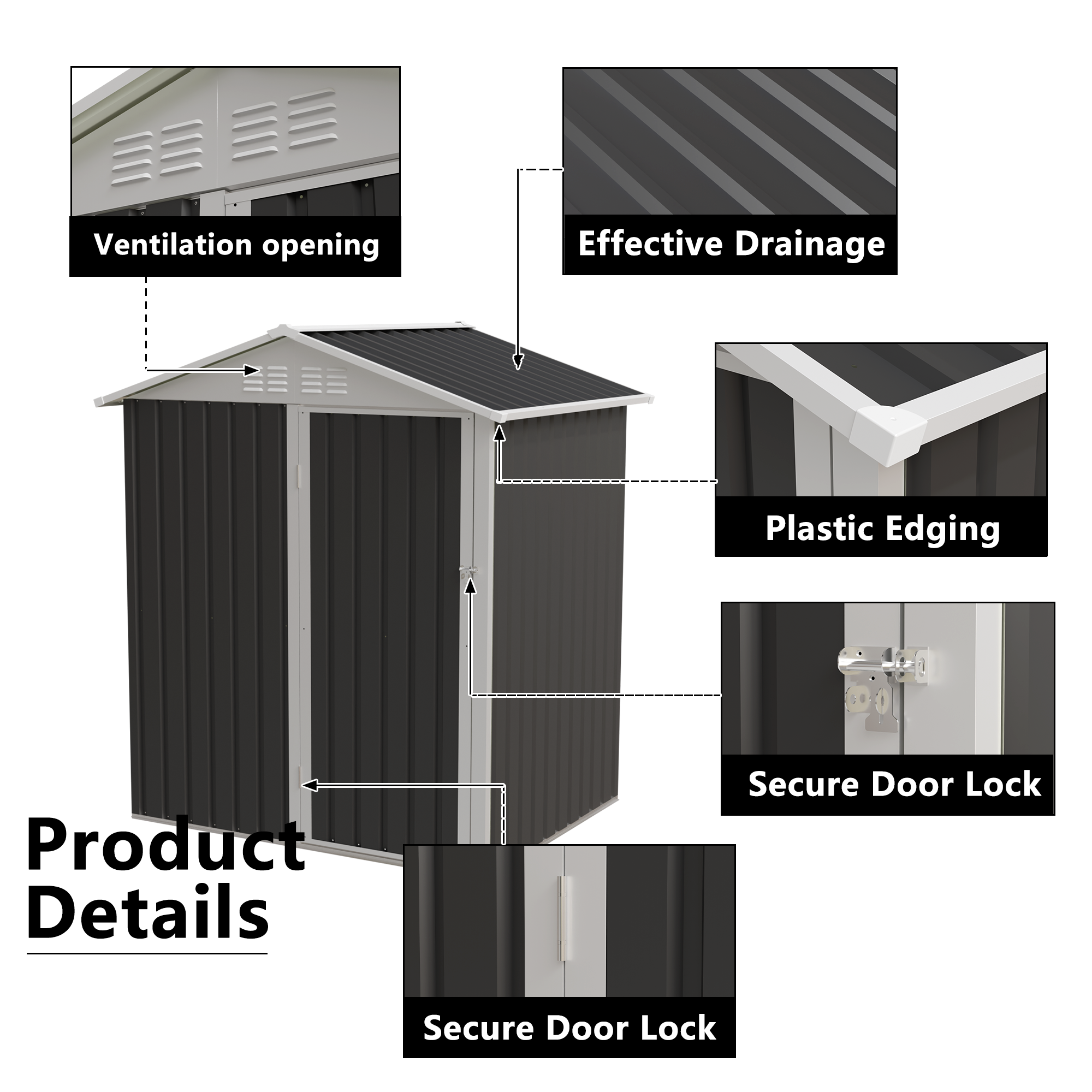 5.4x4.27 FT Outdoor Storage Shed