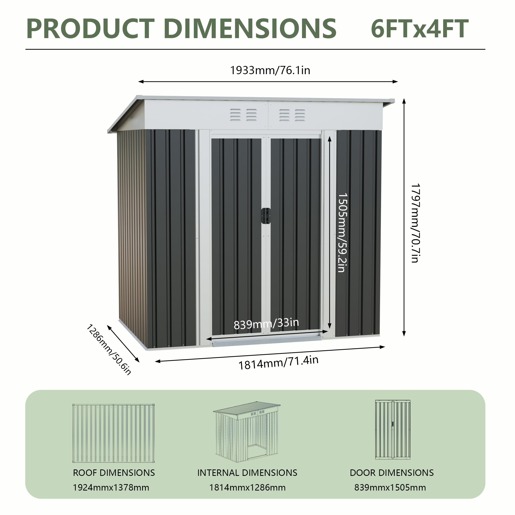 6x4 FT Garden Shed