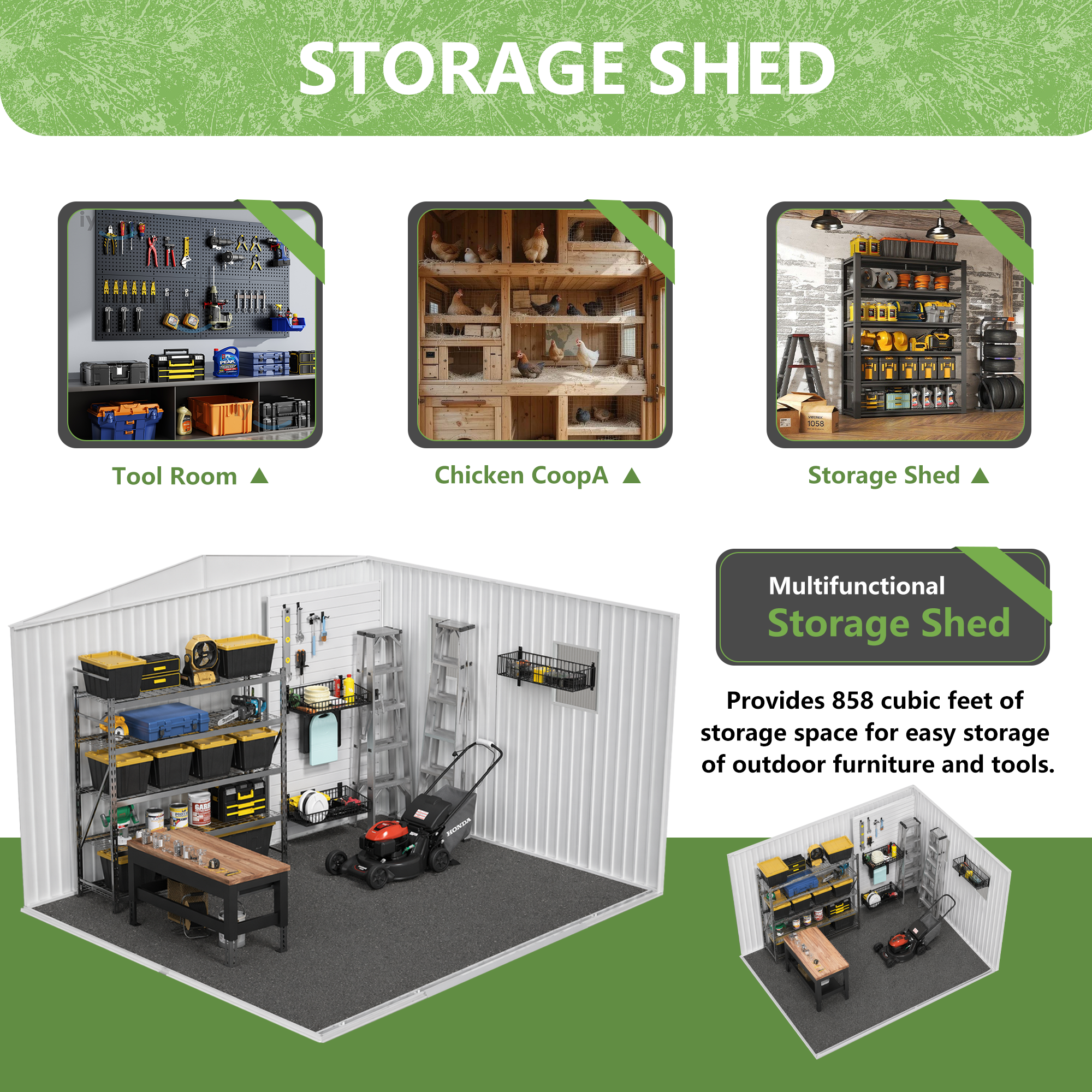 12x10 FT Metal Garden Shed