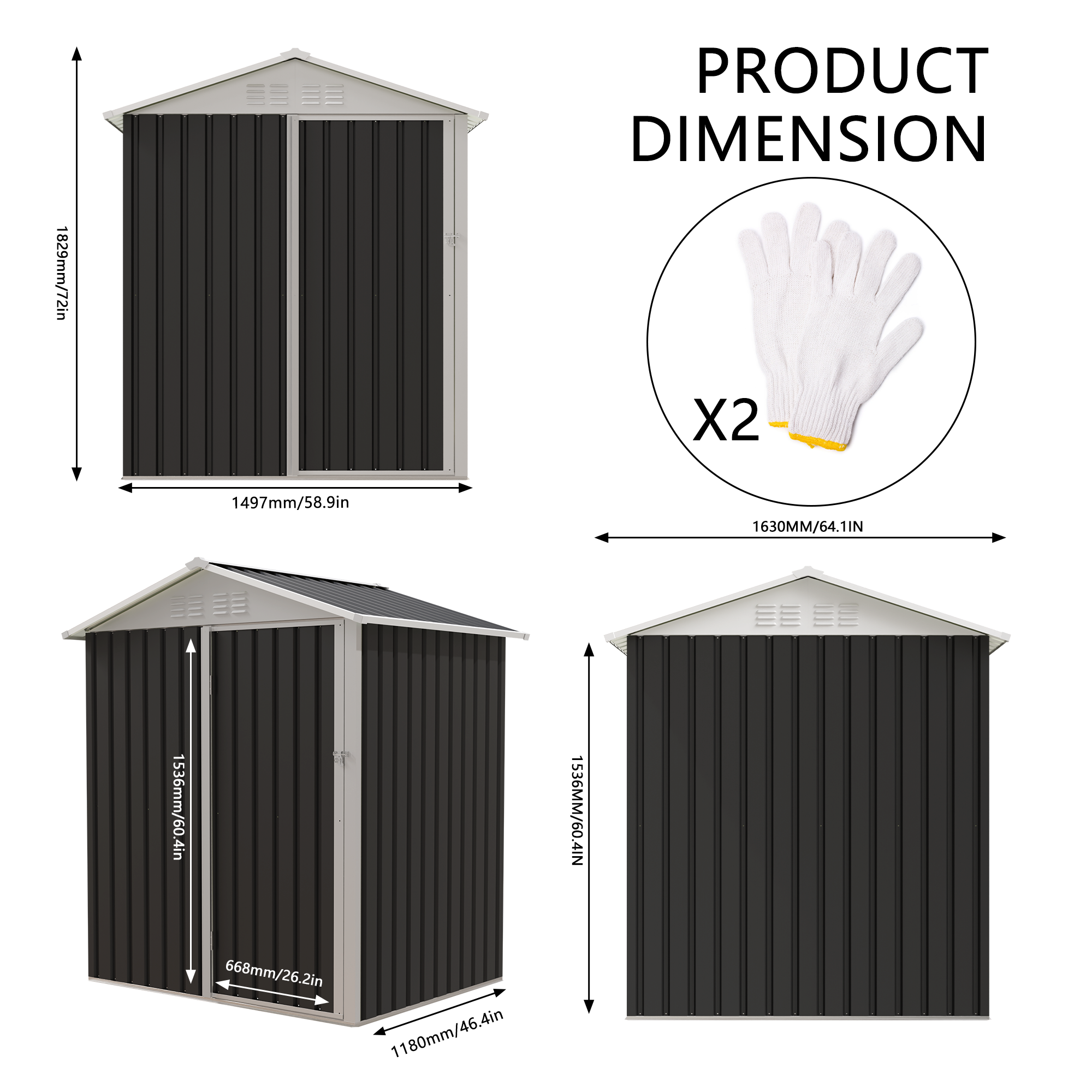 5.4x4.27 FT Outdoor Storage Shed