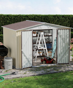 10x8 FT Metal Garden Shed, White