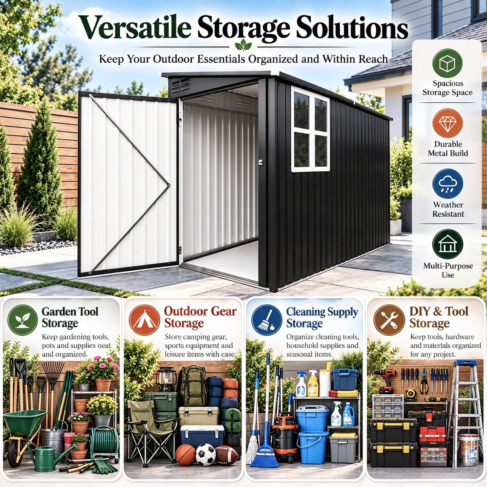 4x9 FT Outdoor Metal Storage Shed