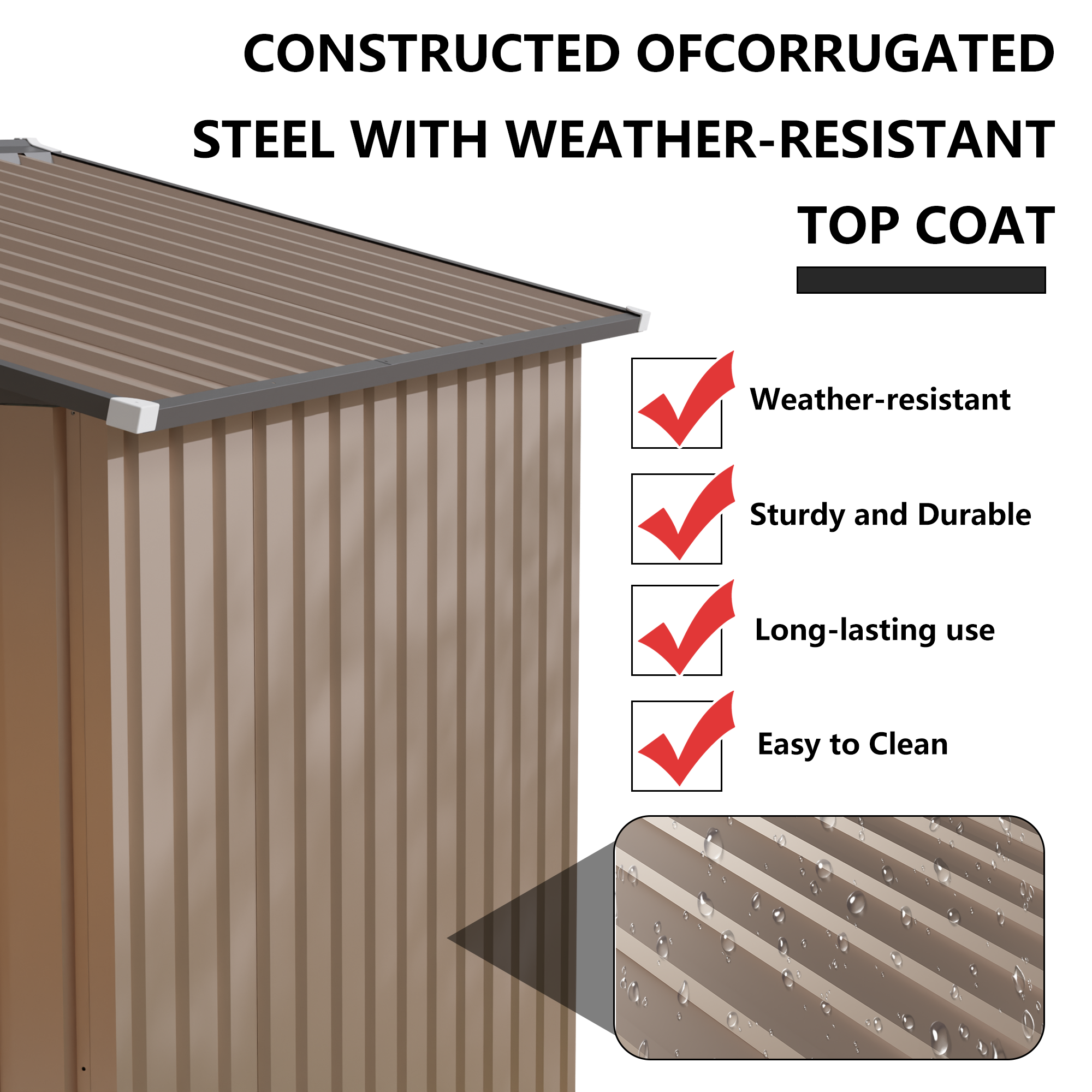 8x6 FT Metal Garden Shed