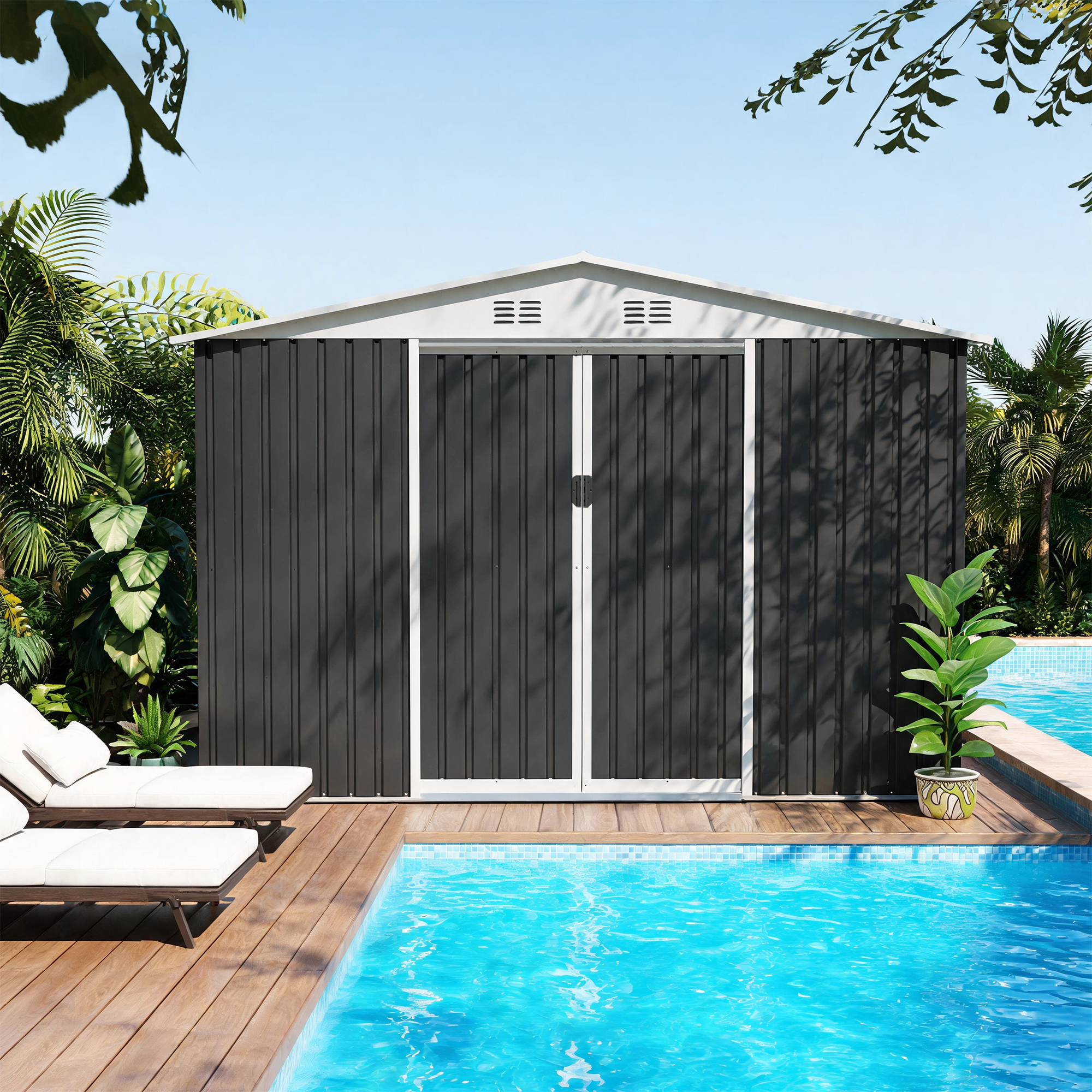 10x8 FT Metal Garden Shed