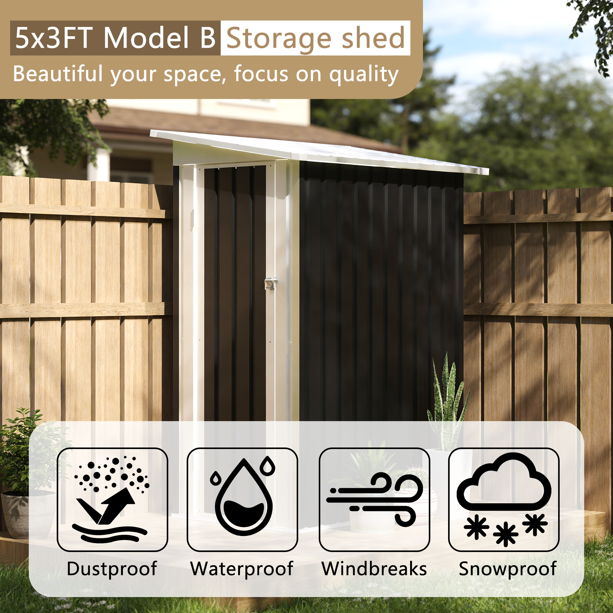 4.3x2.5 FT Metal Garden Shed