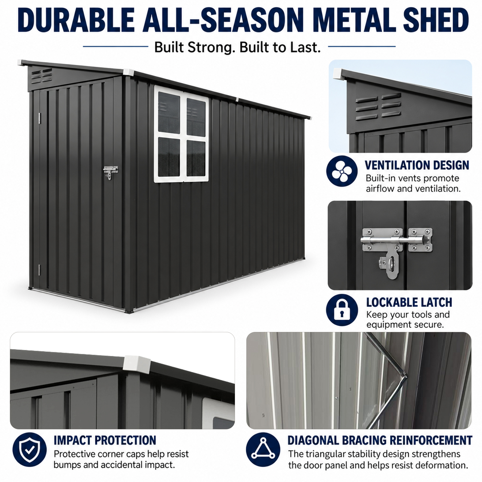 4x9 FT Outdoor Metal Storage Shed