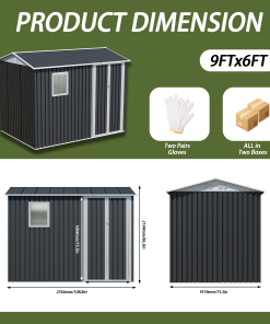 9x6 FT Metal Garden Storage Shed