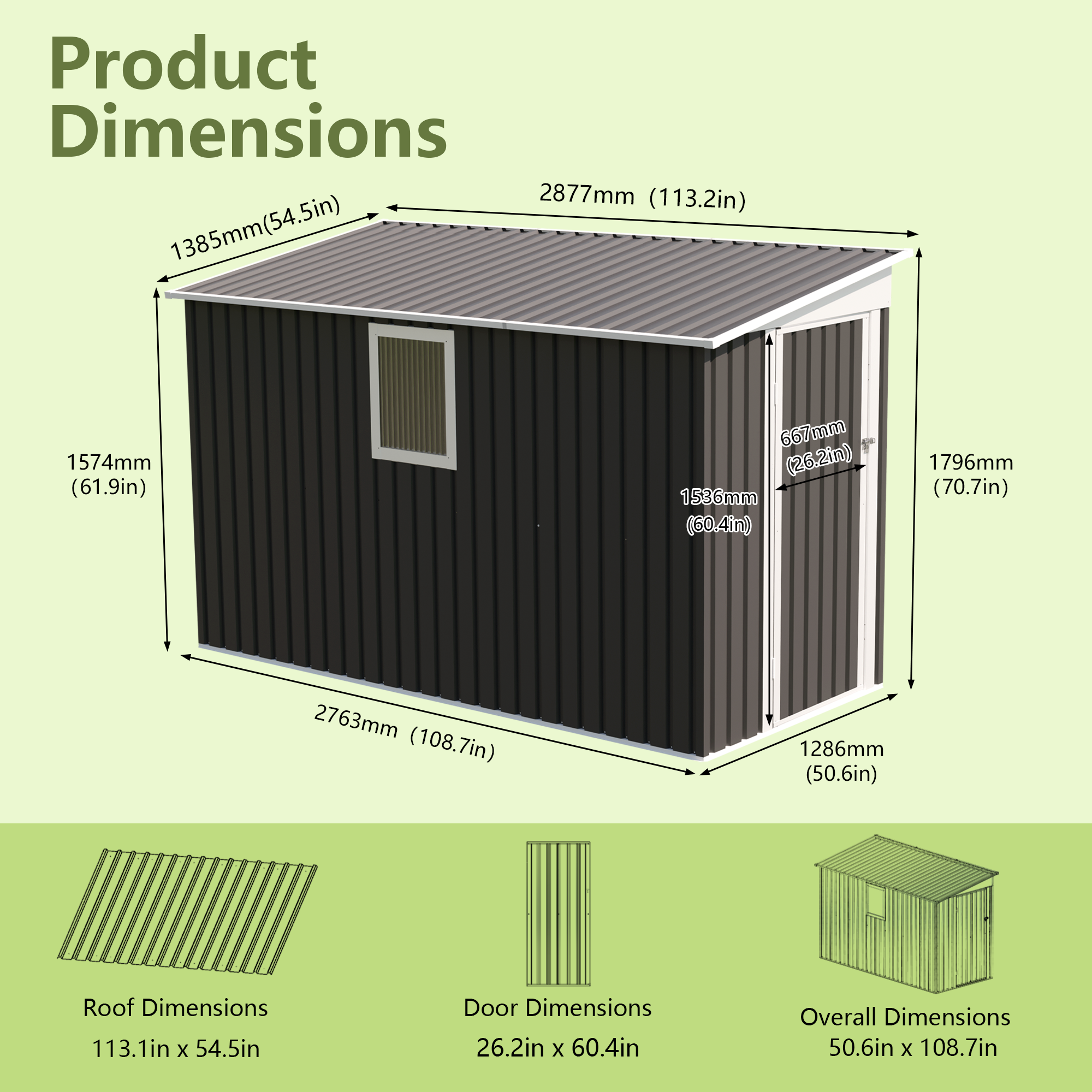 4x9 FT Metal Garden Shed