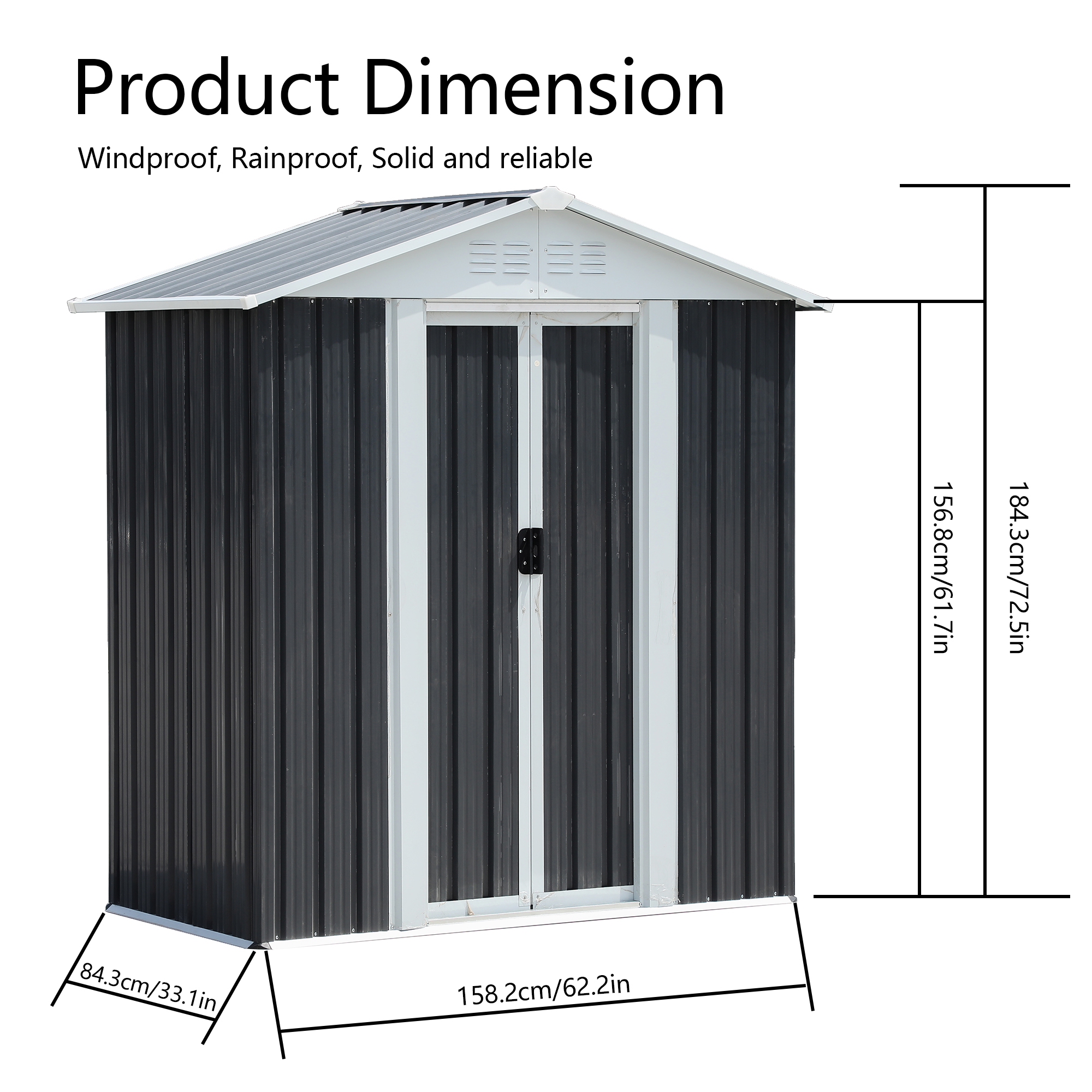 5x3 FT Sliding Door Garden Shed