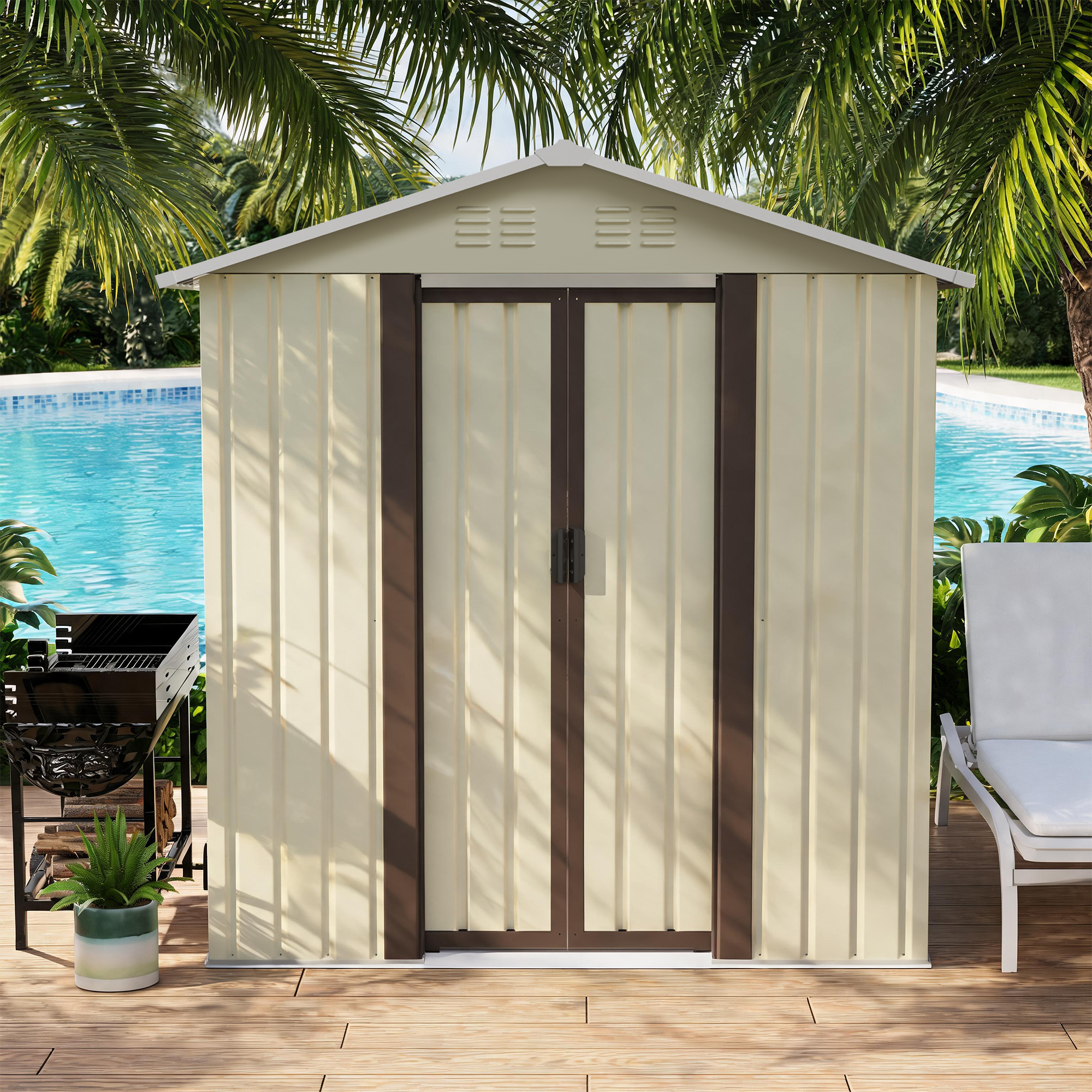 5x3 FT Metal Garden Shed