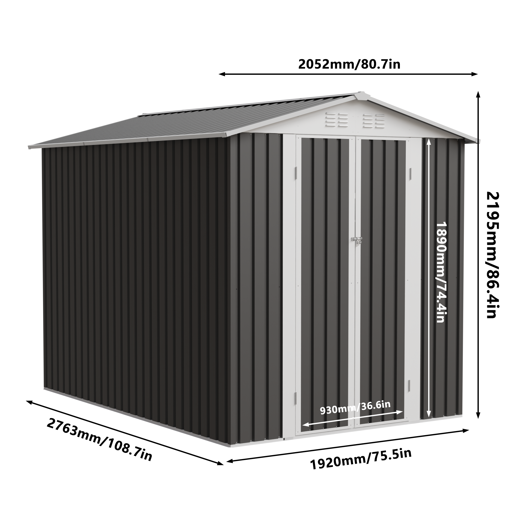 6x9 FT Metal Garden Shed