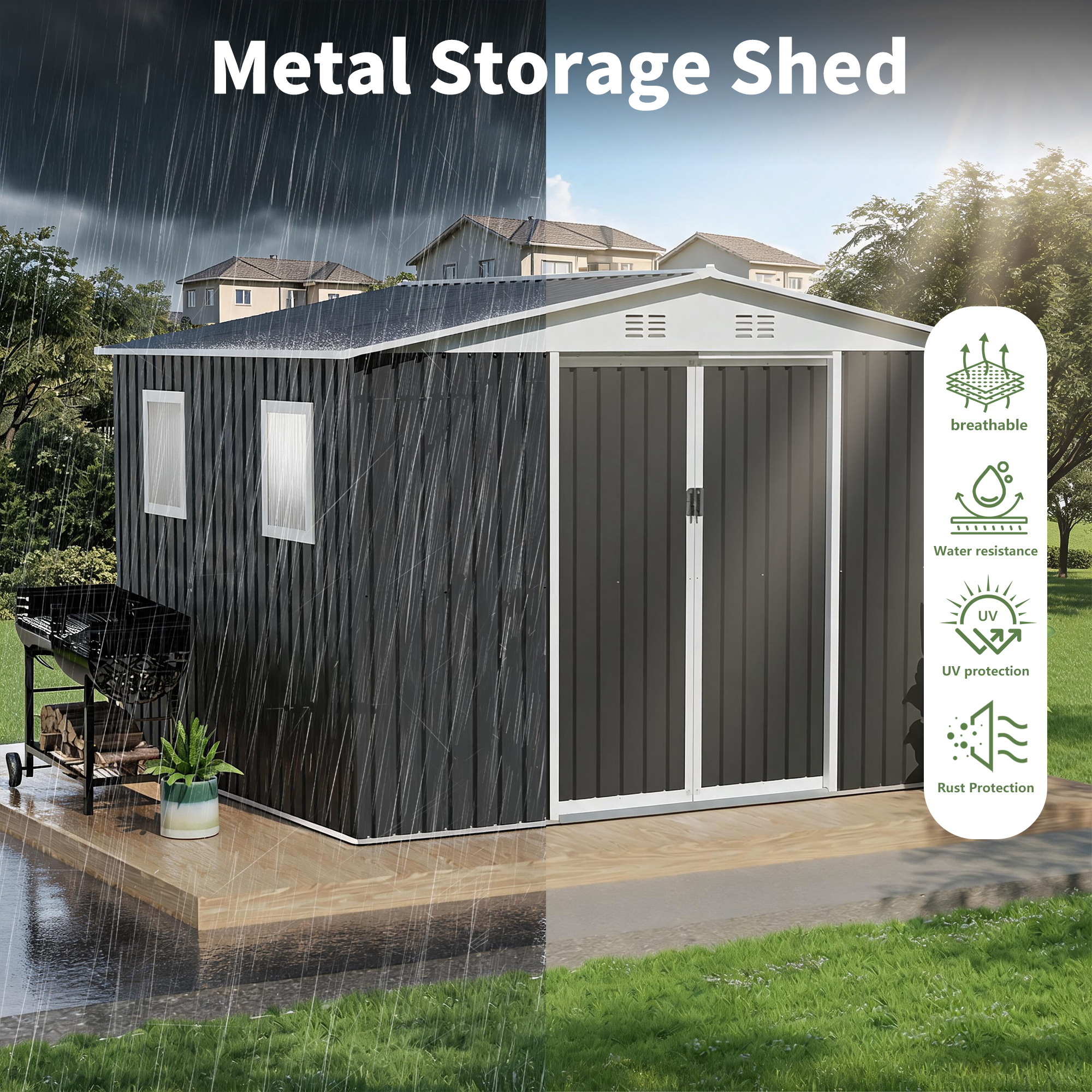 12x10 FT Metal Garden Shed